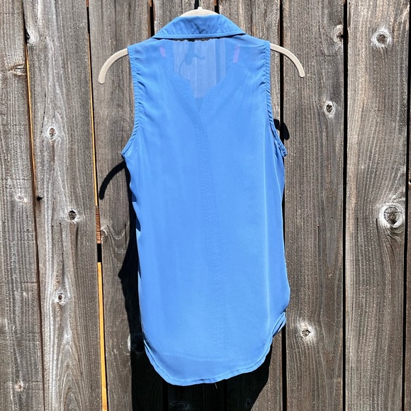Rewind blue sheer sleeveless button up top small - Picture 8 of 16